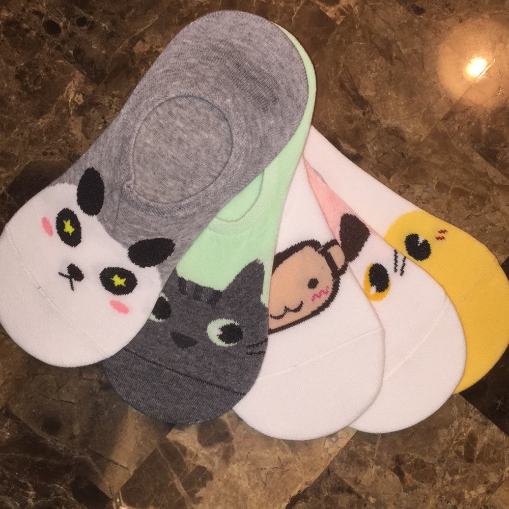 5pcs animal no show sock set